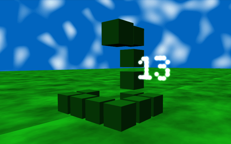 3d snake made of cubes with a 13 next to it
